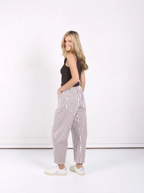 CARTER BARREL JEAN - CHOC STRIPE