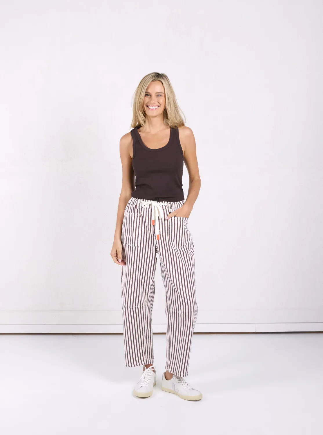CARTER BARREL JEAN - CHOC STRIPE