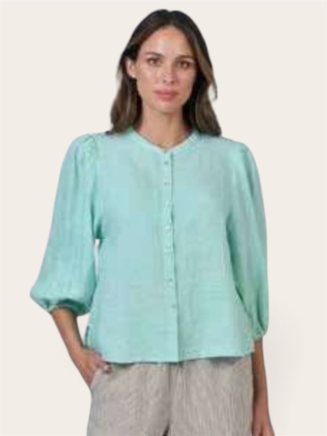 MIA LINEN BLOUSE - MINT