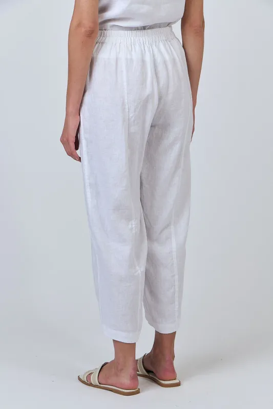 TIFFANY LINEN WHITE PANT CROPPED