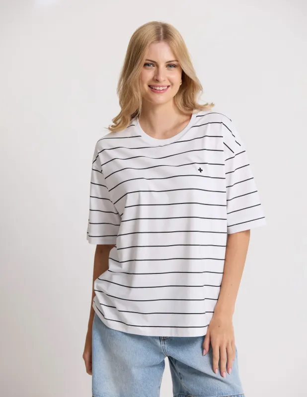 PORTER TEE BLACK WHITE STRIPE