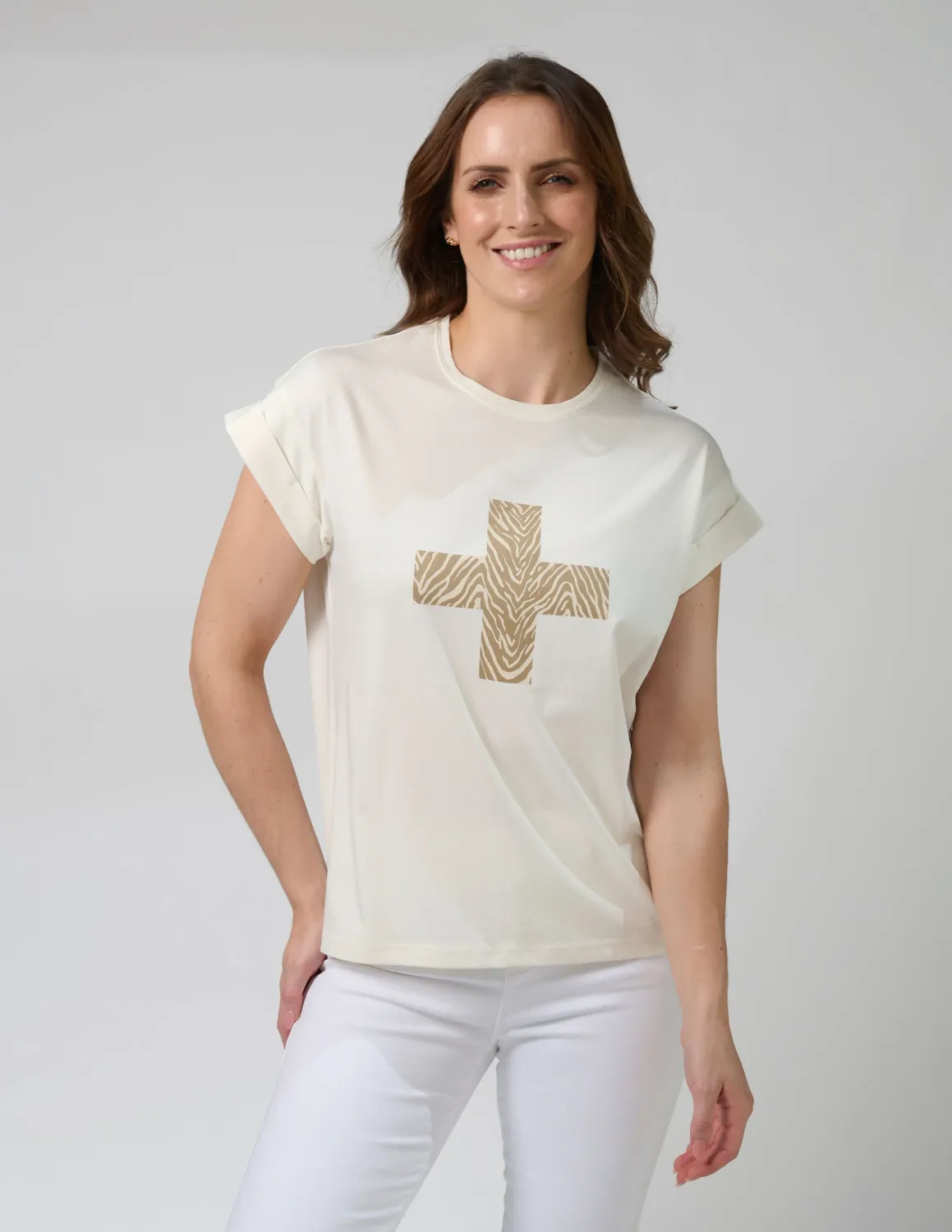 ZEBRA CROSS CREAM TEE