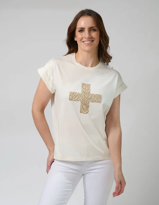ZEBRA CROSS CREAM TEE
