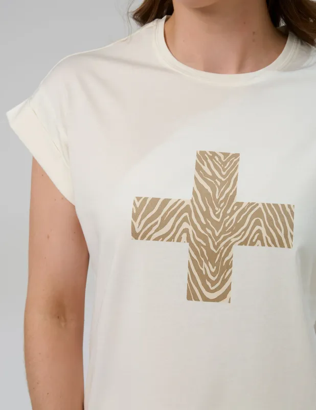 ZEBRA CROSS CREAM TEE
