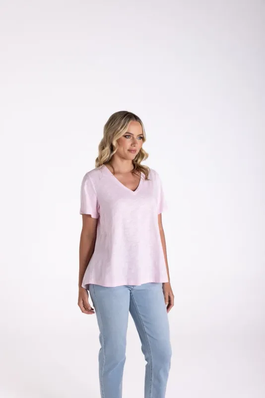 V NECK T-SHIRT PINK