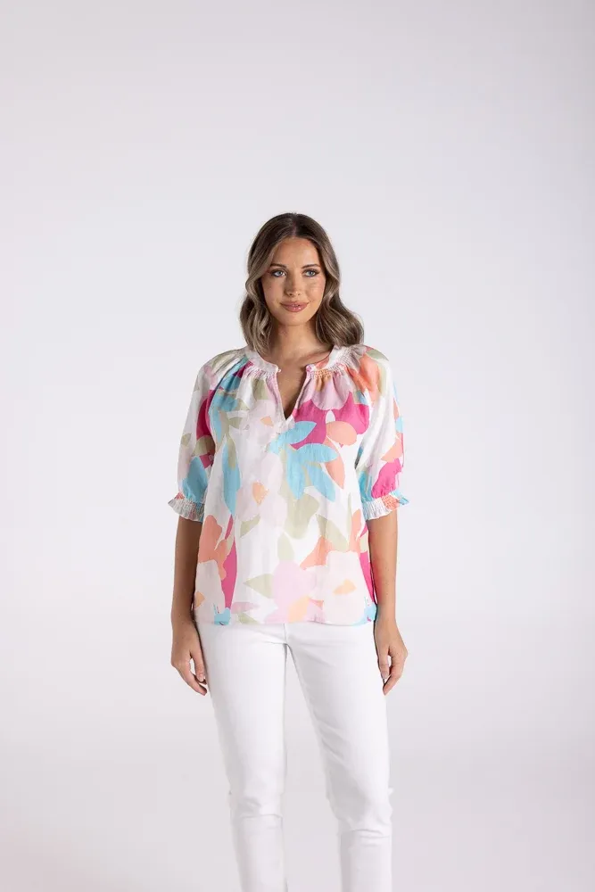 ANNA PRINT KEYHOLE TOP