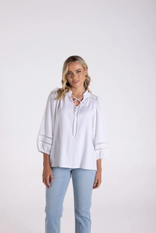 LINEN VISCOSE TOP WHITE