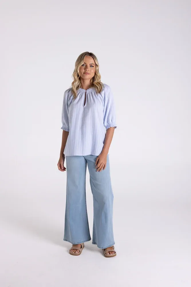 LINEN VISCOSE STRIPE TOP
