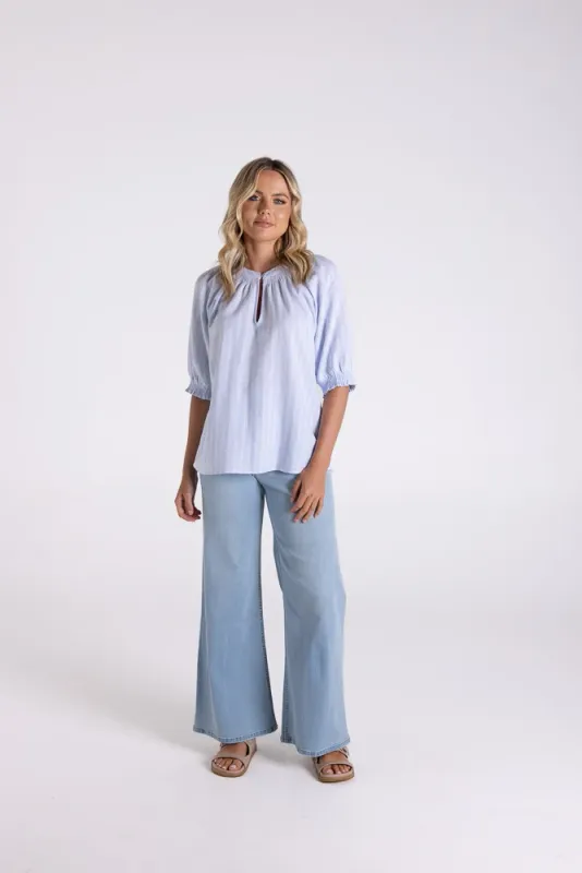 LINEN VISCOSE STRIPE TOP