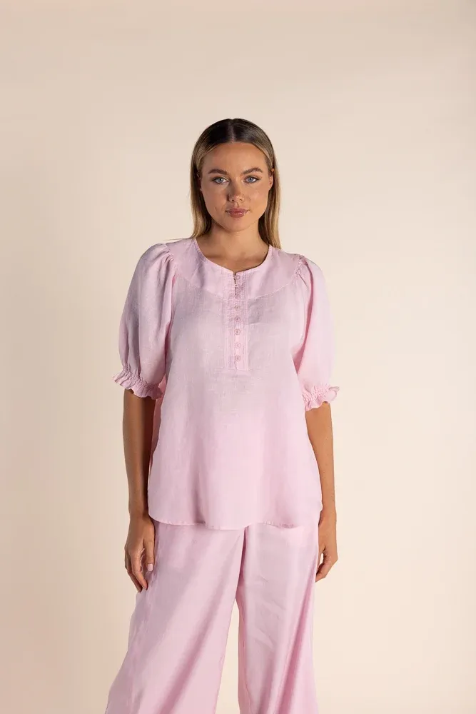 LINEN TOP PINK