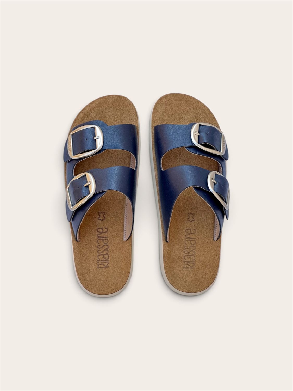 RILASSARE TRIPPIE WOMEN'S LEATHER SLIDE - NAVY