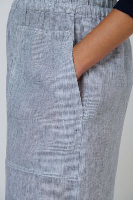 NATURALS JENNY WIDE LEG LINEN PANTS CROPPED - NAVY STRIPE