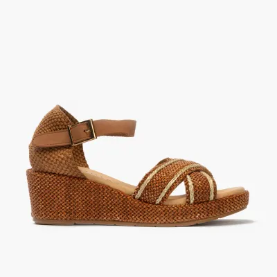 PITILLOS - CUERO TAN RAFFIA - WOMEN'S WEDGE SANDAL