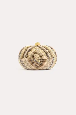 ADORNE ORLANDO KNOT FRONT STRUCTURED WOMEN'S CLUTCH - NATURAL/MULTI