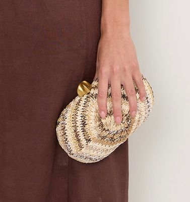 ADORNE ORLANDO KNOT FRONT STRUCTURED WOMEN'S CLUTCH - NATURAL/MULTI