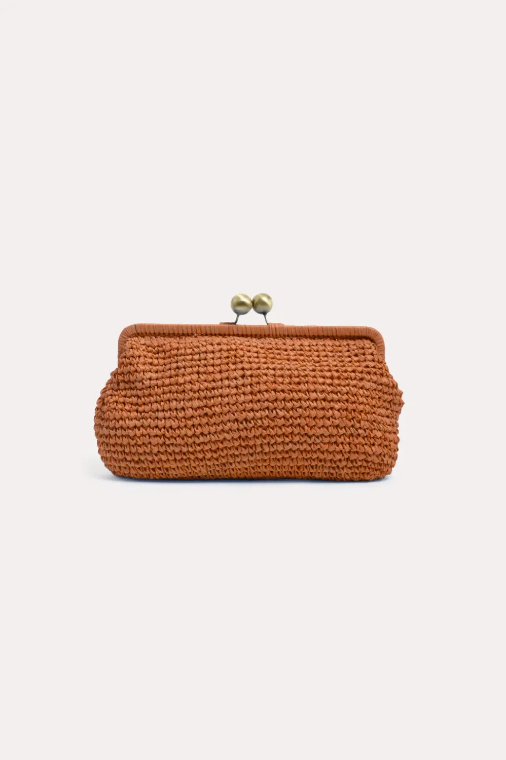 ADORNE CLIP TOP FRAMED WEAVE WOMEN'S CLUTCH - SPICE
