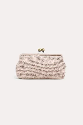 ADORNE CLIP TOP FRAMED WEAVE WOMEN'S CLUTCH - PINK