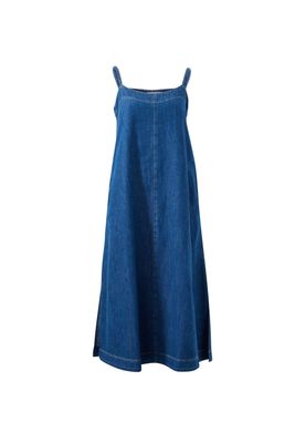 CERES LIFE REMY STRAPPY MIDI DRESS DENIM COTTON LINEN - TRUE INDIGO