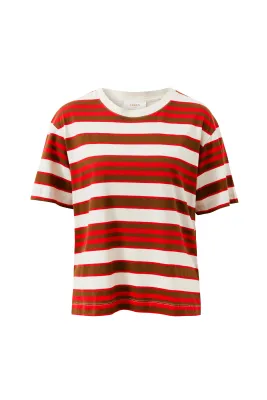 CERES LIFE STEVIE WOMEN'S SLOUCHY TEE - HERITAGE RED / TOFFEE STRIPE