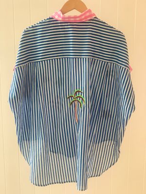 ZODA WOMENS COTTON SHIRT BLUE CHECK PINK