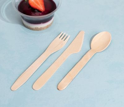 Combo Bio cubiertos y bolsa kraft (Paquete de 100 unidades)