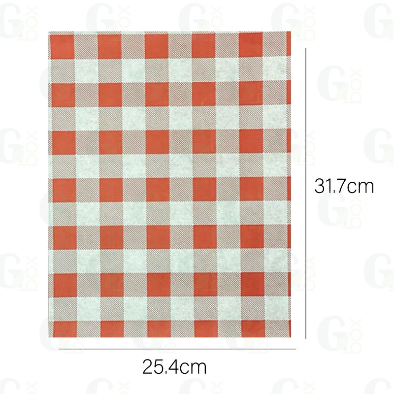 Papel Antigrasa CUADROS ROJOS (250 unds)