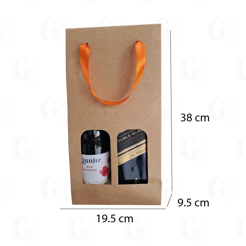 Bolsa hueca para 2 Botellas con cinta naranja (1 und)