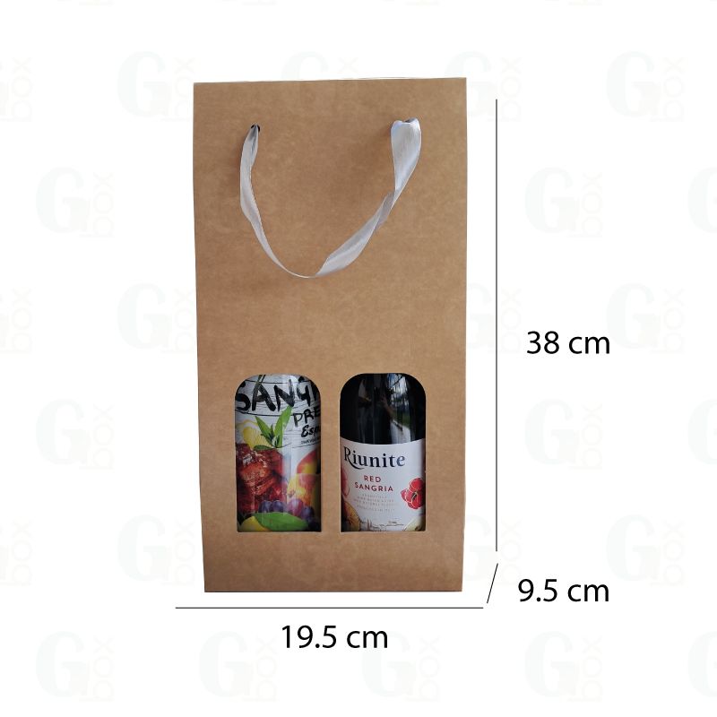 Bolsa hueca para 2 Botellas con cinta plateada (1 und)