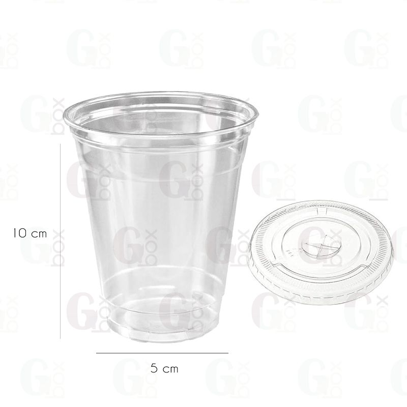Vaso transparente 12oz (350ml) + tapa plana (25 unds)