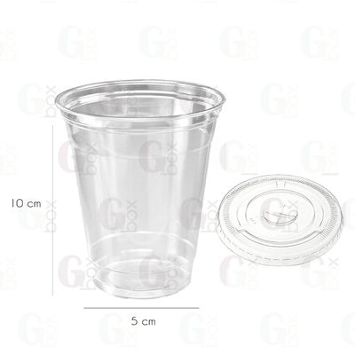 Vaso transparente 12oz (350ml) + tapa plana (25 unds)