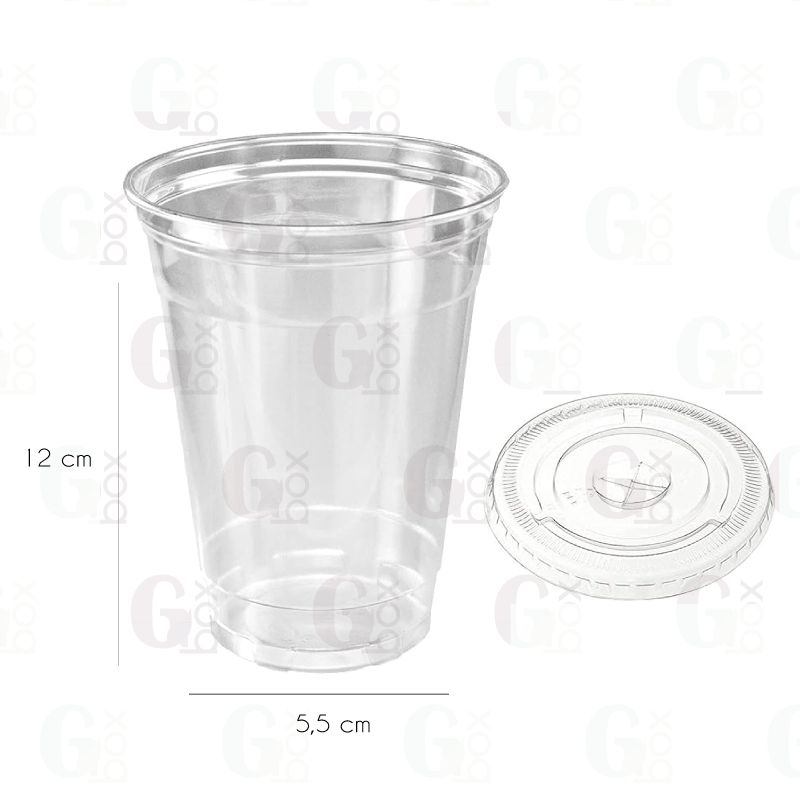 Vaso transparente 16oz (500ml) + tapa plana (25 unds)