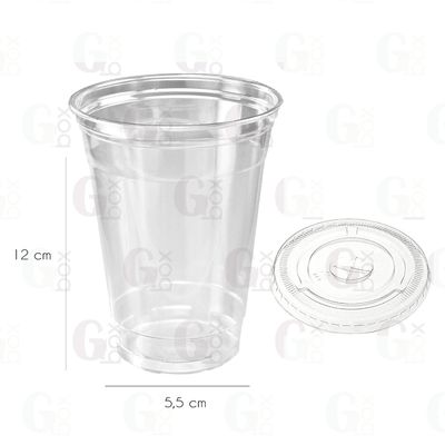 Vaso transparente 16oz (500ml) + tapa plana (25 unds)
