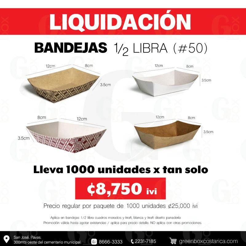 Oferta bandejas caja de 1000 unidades Oferta bandejas caja de 1000 unidades