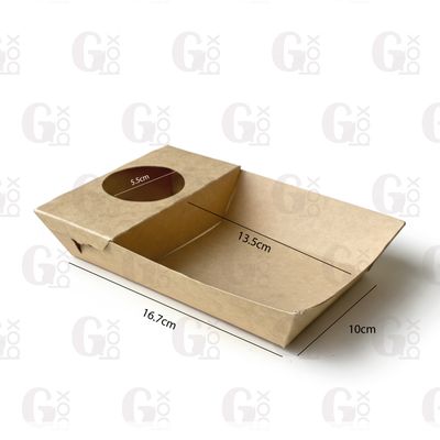 Bandejas para nachos con inserto para salsas de 2oz (Paquete de 50 unidades)