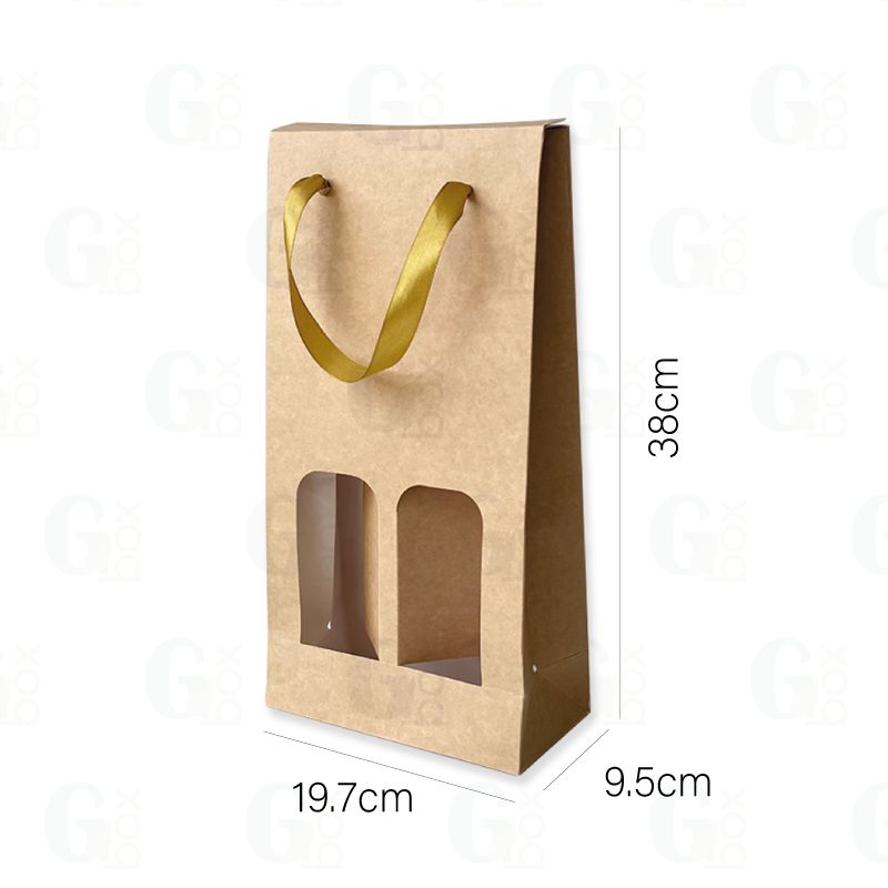 Bolsa hueca para 2 Botellas con cinta dorada (Se vende por UNIDAD)