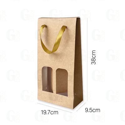 Bolsa hueca para 2 Botellas con cinta dorada (Se vende por UNIDAD)