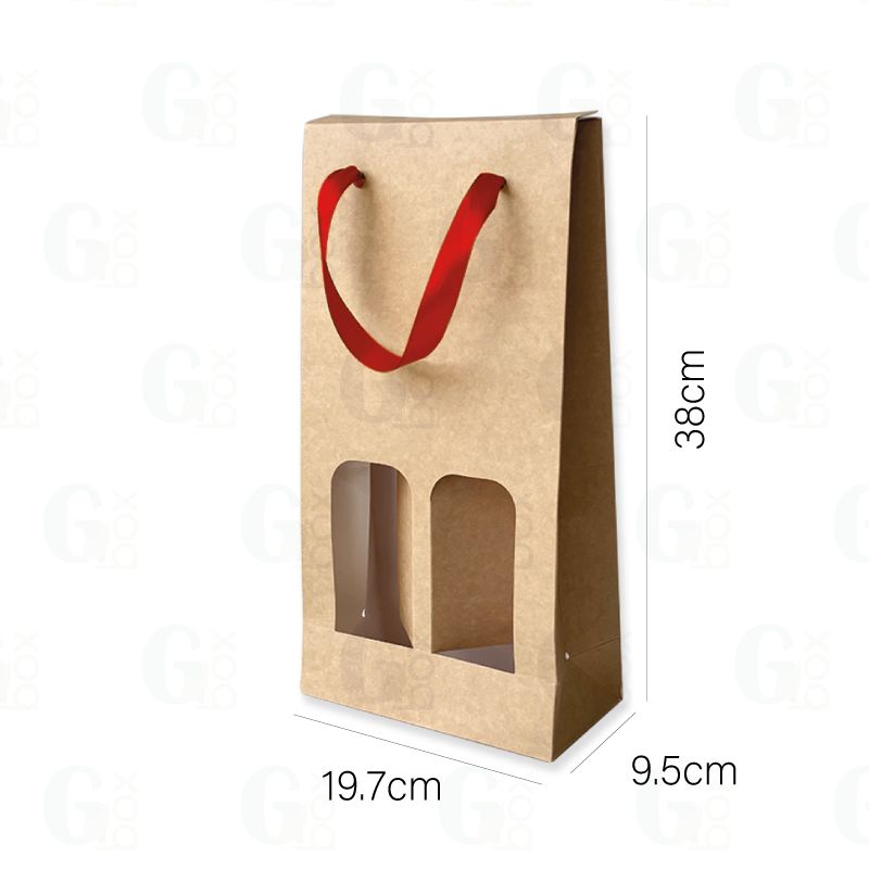 Bolsa hueca para 2 Botellas con cinta Roja (Se vende por UNIDAD)