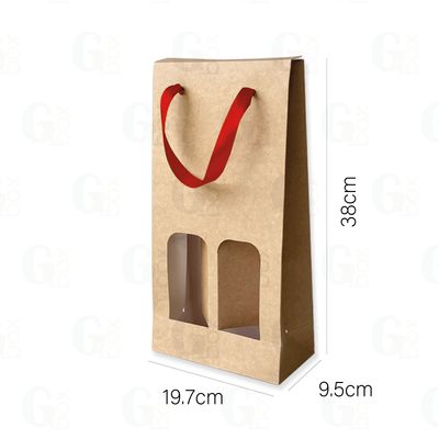 Bolsa hueca para 2 Botellas con cinta Roja (Se vende por UNIDAD)