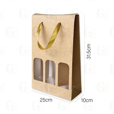 Bolsa hueca para 3 Botellas con cinta dorada (Se vende por UNIDAD)