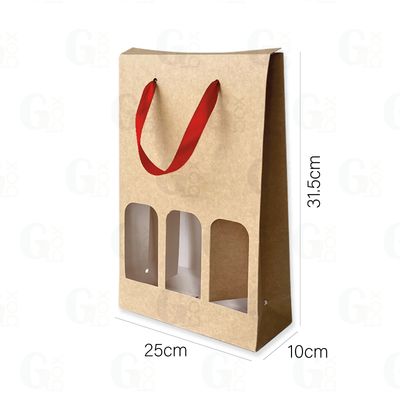 Bolsa hueca para 3 Botellas con cinta Roja (Se vende por UNIDAD)