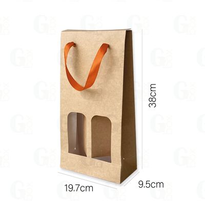 Bolsa hueca para 2 Botellas con cinta naranja (Se vende por UNIDAD)