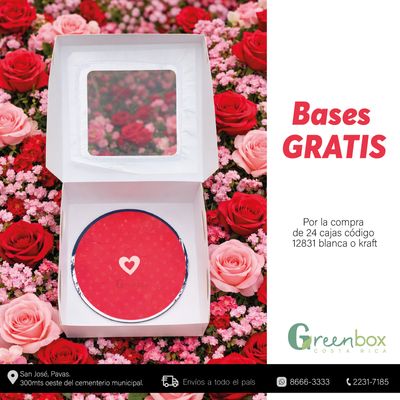 Combo caja repostería #8 con ventana + 24 bases GRATIS (Paquete de 24 unidades)