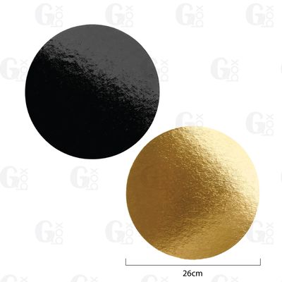 Base para queque #10.2 oro/negro 26cm (Paquete 12 unidades) Base para queque #10.2 oro/negro 26cm (Paquete 12 unidades)