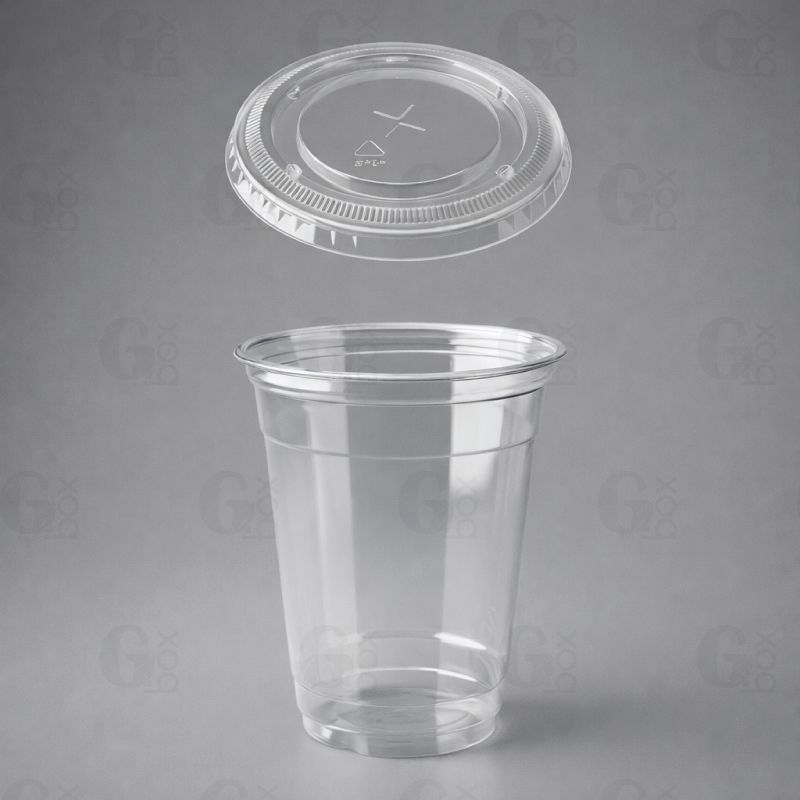 Vaso transparente 16oz (500ml) + tapa plana (Paquete de 25 unidades)