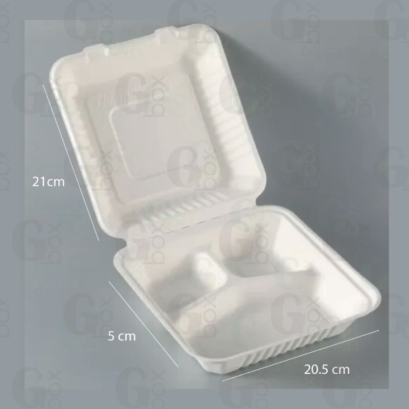 Clamshell 8x8 Bagazo con división (Paquete de 25 unidades) Clamshell 8x8 Bagazo con división (Paquete de 25 unidades)