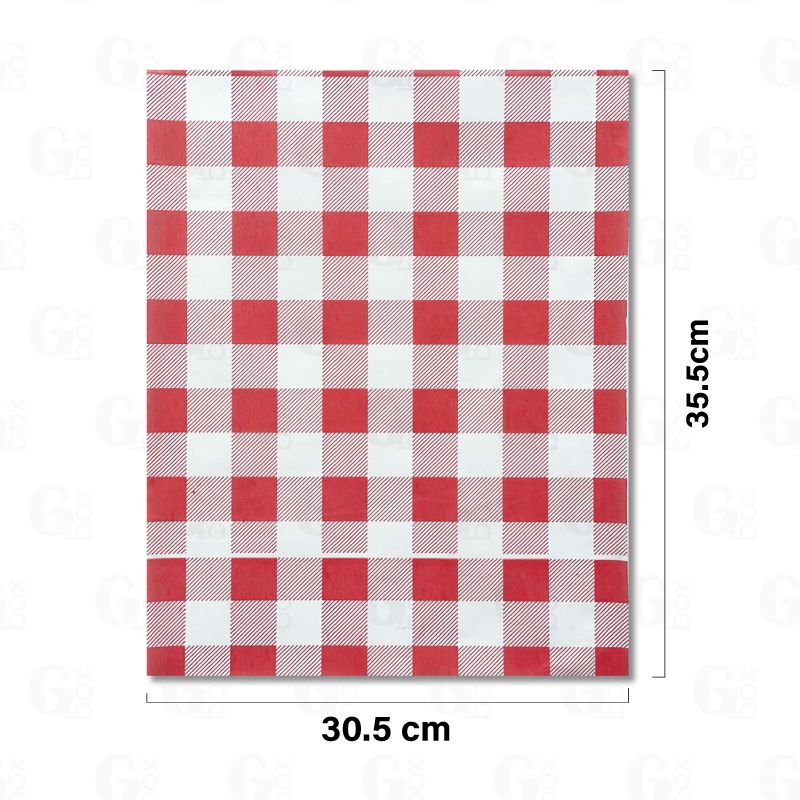 Papel Antigrasa GRANDE CUADROS ROJOS (Paquete de 200 unidades) Papel Antigrasa GRANDE CUADROS ROJOS (Paquete de 200 unidades)