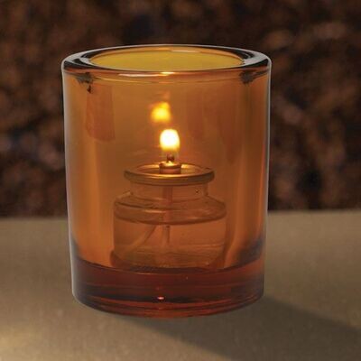 Clear Amber Glass Candle Holder