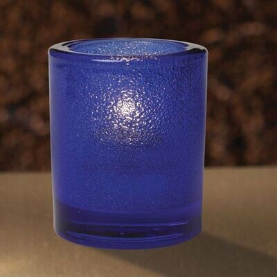 Blue Frosted Bubble Glass Candle Holder