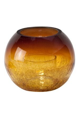 Glossy Amber Sphere Votive Holder