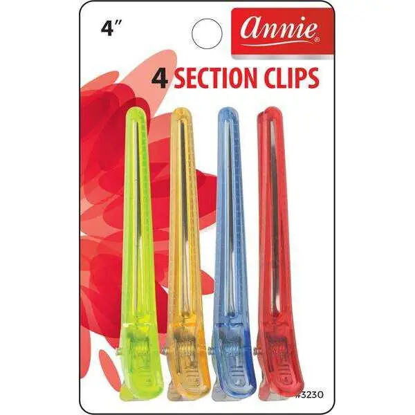 Annie Clear Section Clips - 4Ct, Size: 4&quot;